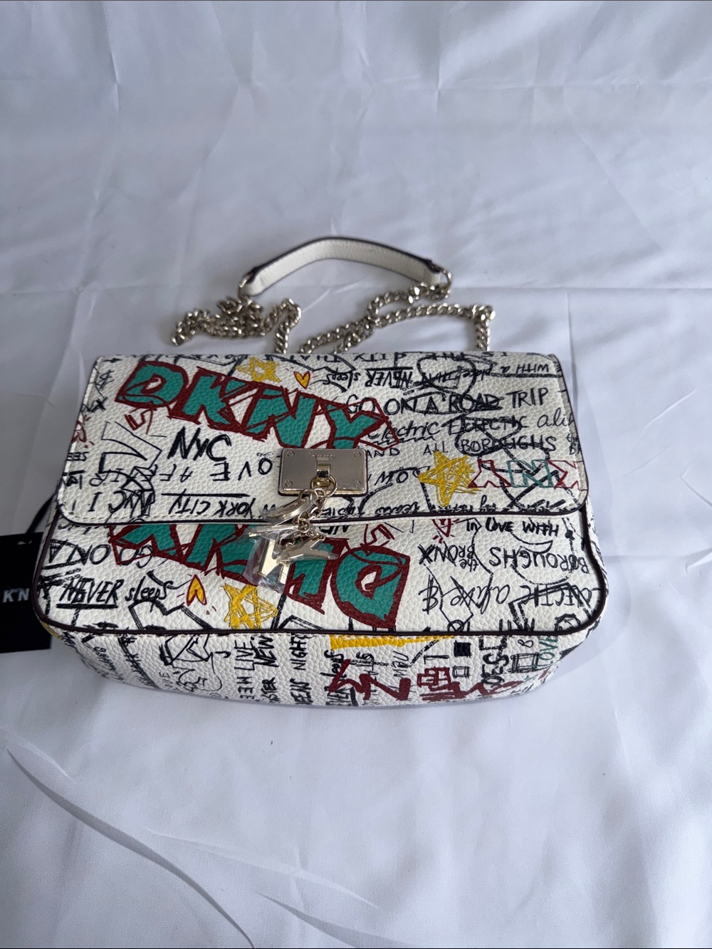DKNY "Elissa" Graffiti Print Leather Shoulder Bag